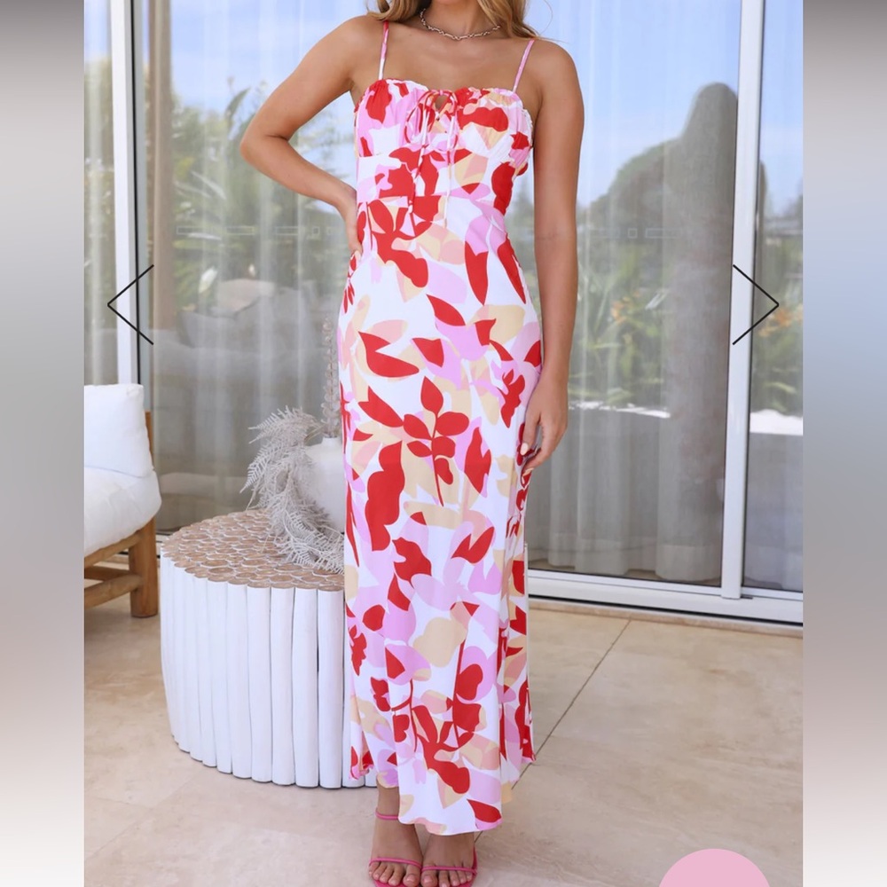 HELLO MOLLY LOVE TO BE FRIENDS MIDI DRESS, SIZE LARGE